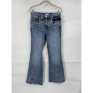 Good American Slit Hem Flare Jeans Women 8/29 Blue Medium Wash Denim Preppy